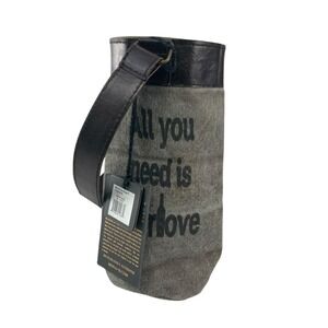 Mona B Gray Canvas Wine Bag OS Open Top Single Handle Merlove Graphic Print NEW